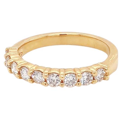 Natural Diamond Anniversary Band 1.35 Carats Bar Set Women Yellow Gold 14K