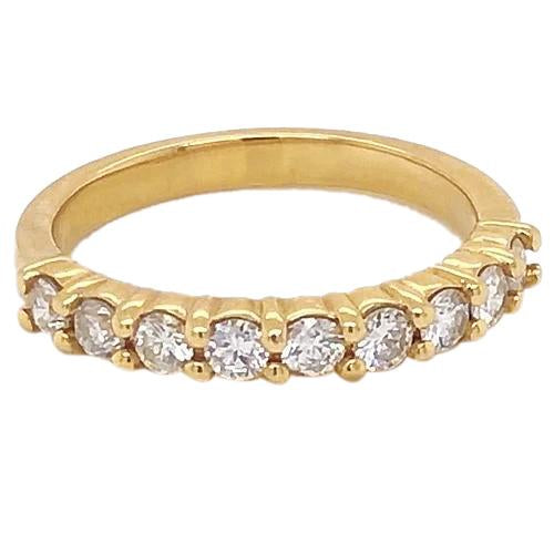 Natural Diamond Anniversary Band 1.35 Carats Bar Set Women Yellow Gold 14K