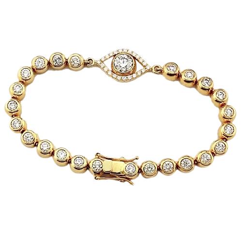 Natural Diamond Bracelet 10.75 Carats Bezel Set Yellow Gold 14K