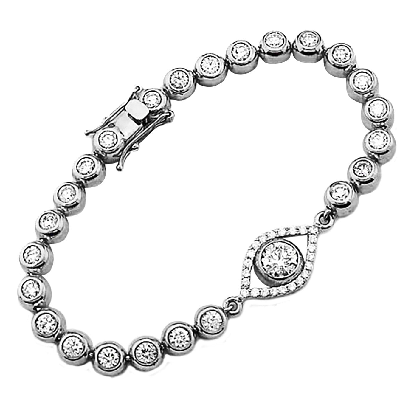Natural Diamond Bracelet 10.75 Carats Evil Eye Yellow Gold 14K