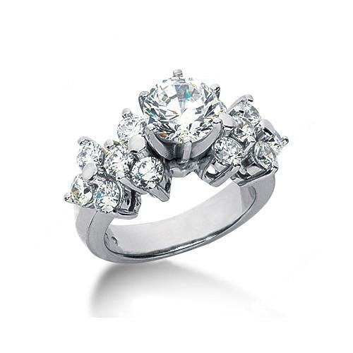 Natural Diamond Engagement Ring White Gold 14K 3.30