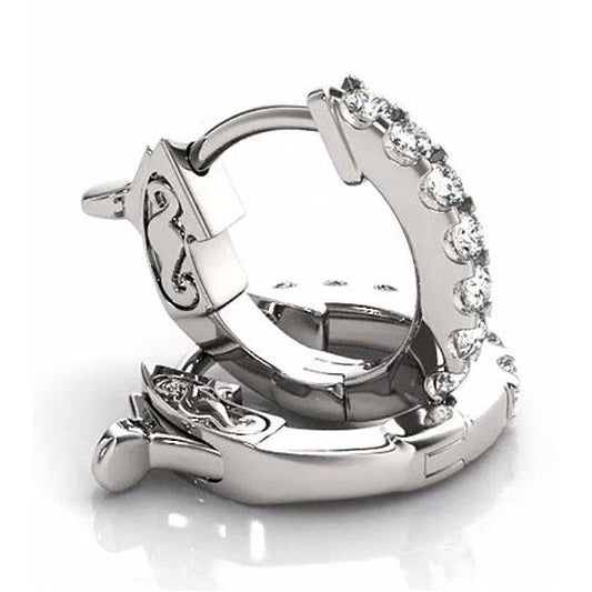 Natural Diamond Hoop Earrings 2 Carats F Vs1 White Gold 14K