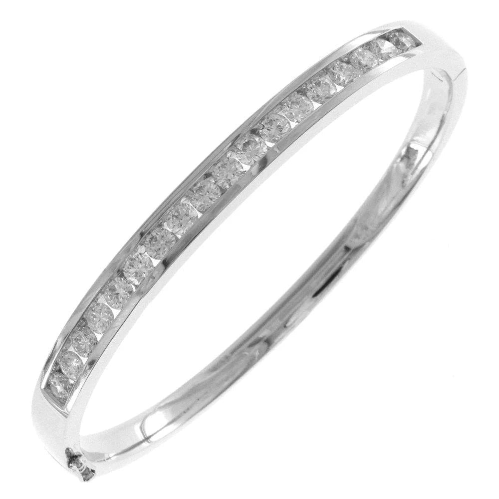 Natural Diamond Round Ladies Bangle 3.60 Carats White Gold 14K