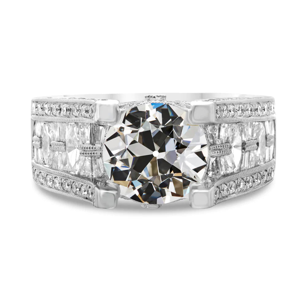 Natural Diamond Round Old Miner Fancy Ring Gold Ladies Jewelry 9 Carats