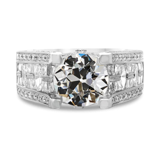 Natural Diamond Round Old Miner Fancy Ring Gold Ladies Jewelry 9 Carats