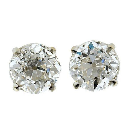 Natural Diamond Studs 1.80 Carats Old Miner Cut Earrings Women
