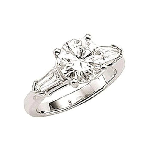 Natural Diamond Three Stone Ring 3.01 Carat Baguettes White Gold