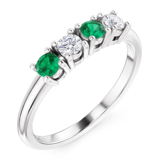 Natural Earth Mined DIAMOND ( NOT LAB GROWN ) Band 0.80 Carats Green Emerald Ladies Jewellery New