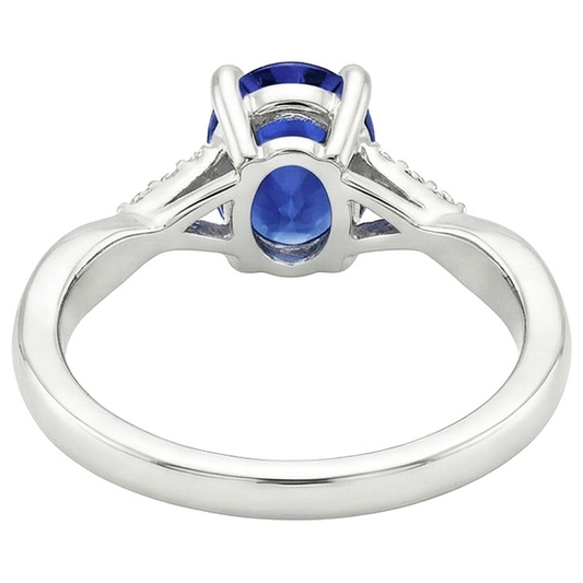 Natural Earth Mined DIAMOND ( NOT LAB GROWN ) Engagement Ring Split Shank Oval Cut Blue Sapphire 3 Carats