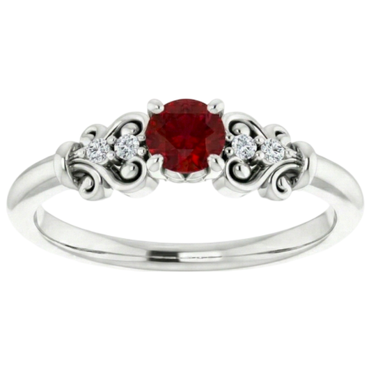 natural round ruby 1.10ct ring front view