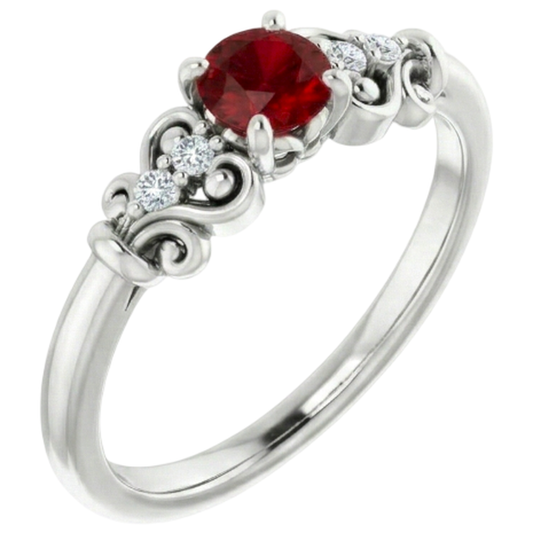 natural round ruby 1.10ct ring side angle