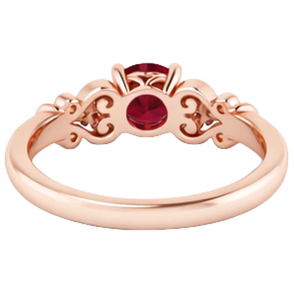 Natural Earth Mined DIAMOND ( NOT LAB GROWN ) Ring 1.10 Carats Burma Ruby Antique Style Rose Gold 14K