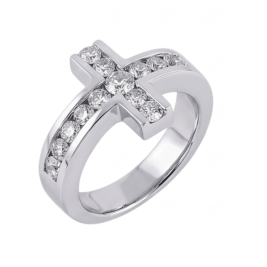 Natural Earth Mined DIAMOND ( NOT LAB GROWN )s Cross Shape Engagement Fancy Ring 1.4 Ct. White Gold 14K