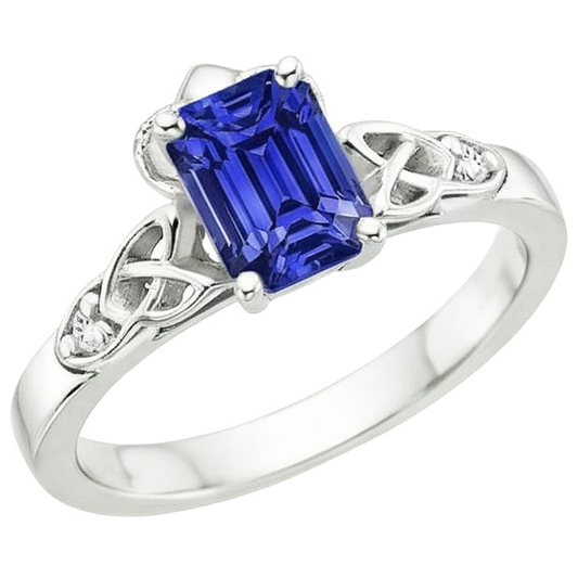 Natural Earth Mined Diamond 3 Stone Ring Emerald Blue Sapphire Vintage Style 3.25 Carats
