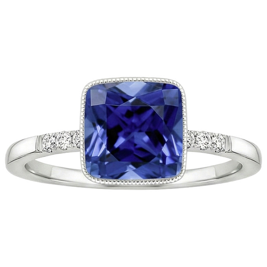 Natural Earth Mined Diamond And Blue Sapphire Vintage Style Ring 6 Carats Gemstone