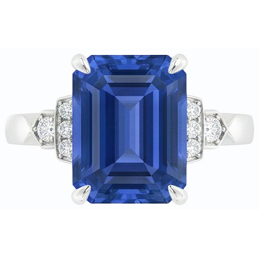 Natural Earth Mined Diamond Anniversary Emerald Ceylon Sapphire Ring 3 Carats Jewellery
