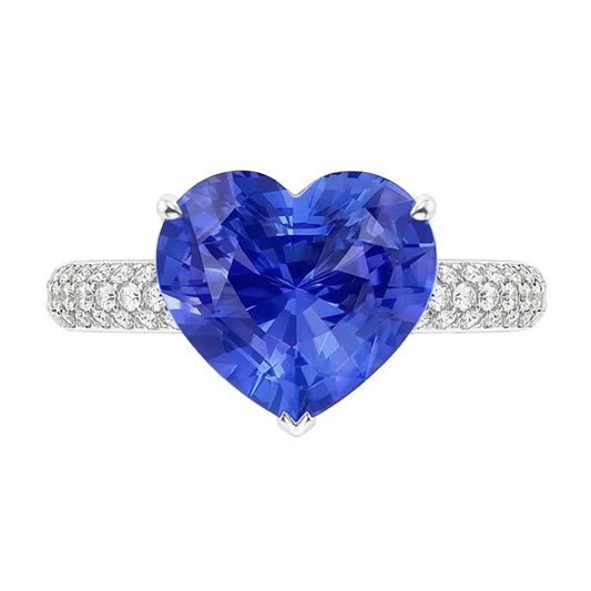 natural round sapphire 4.50ct ring side angle