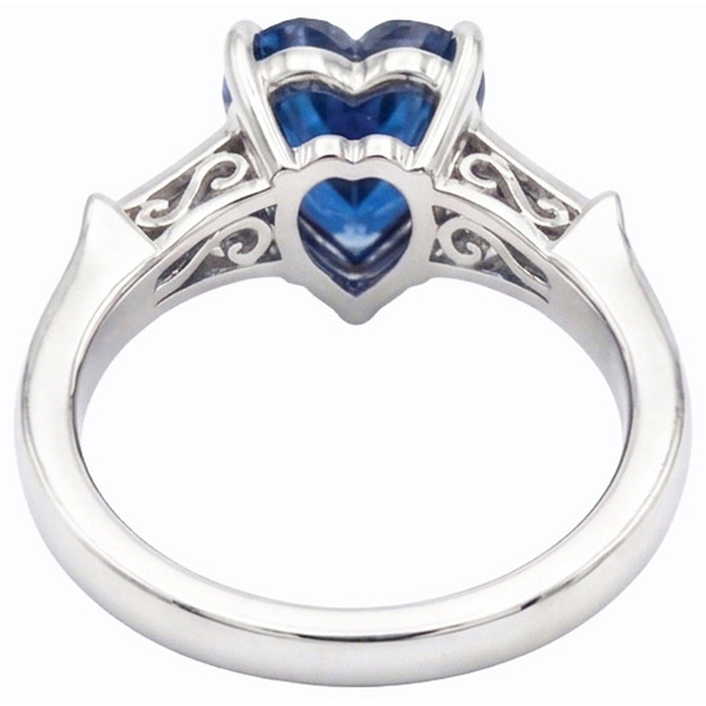 Natural Earth Mined Diamond Anniversary Heart Sri Lankan Sapphire Ring 5 Stone 1.75 Carats