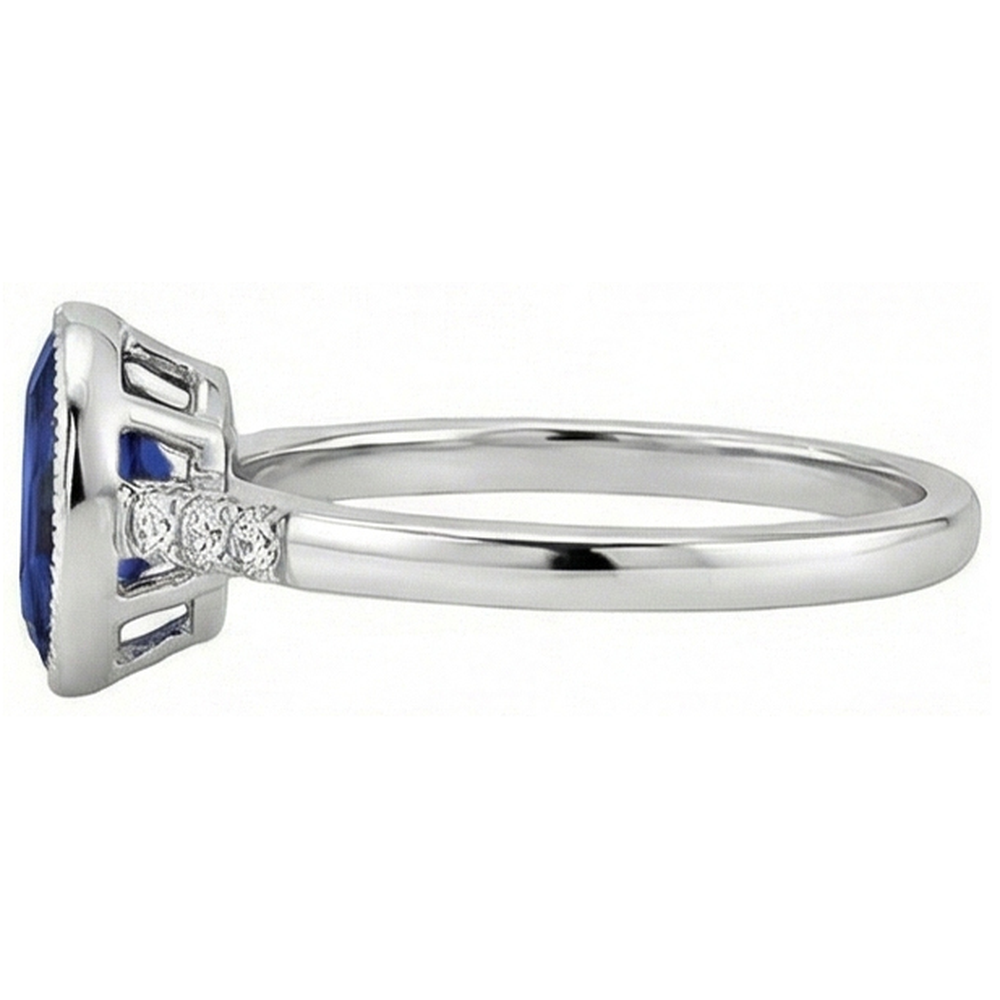 Natural Earth Mined DIAMOND ( NOT LAB GROWN ) Anniversary Ring Bezel Set Ceylon Sapphire 3.50 Carats