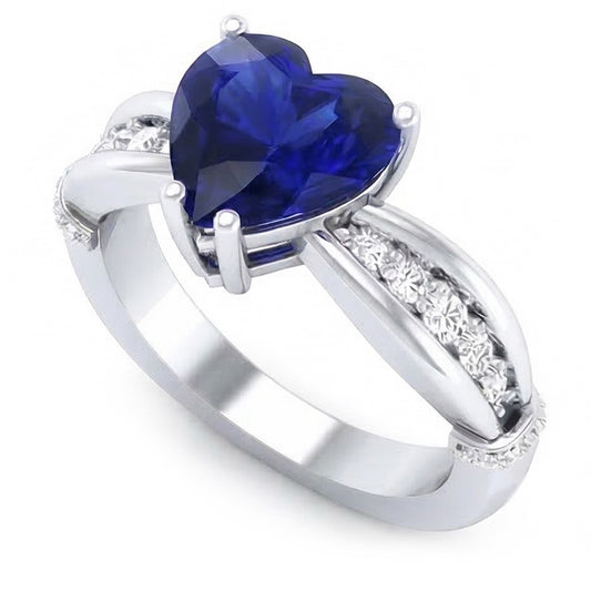 natural round sapphire 3.50ct ring side angle