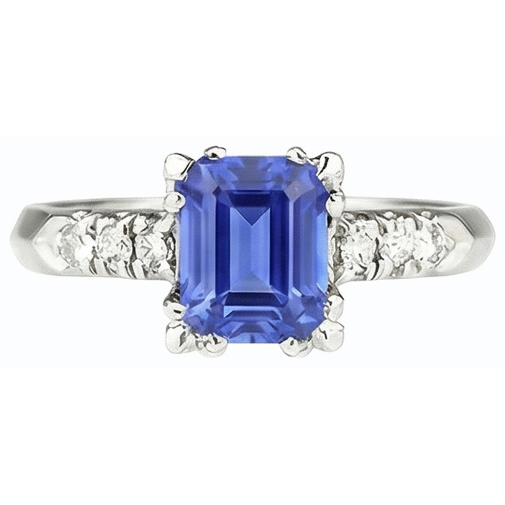 natural emerald sapphire 3ct ring on white background