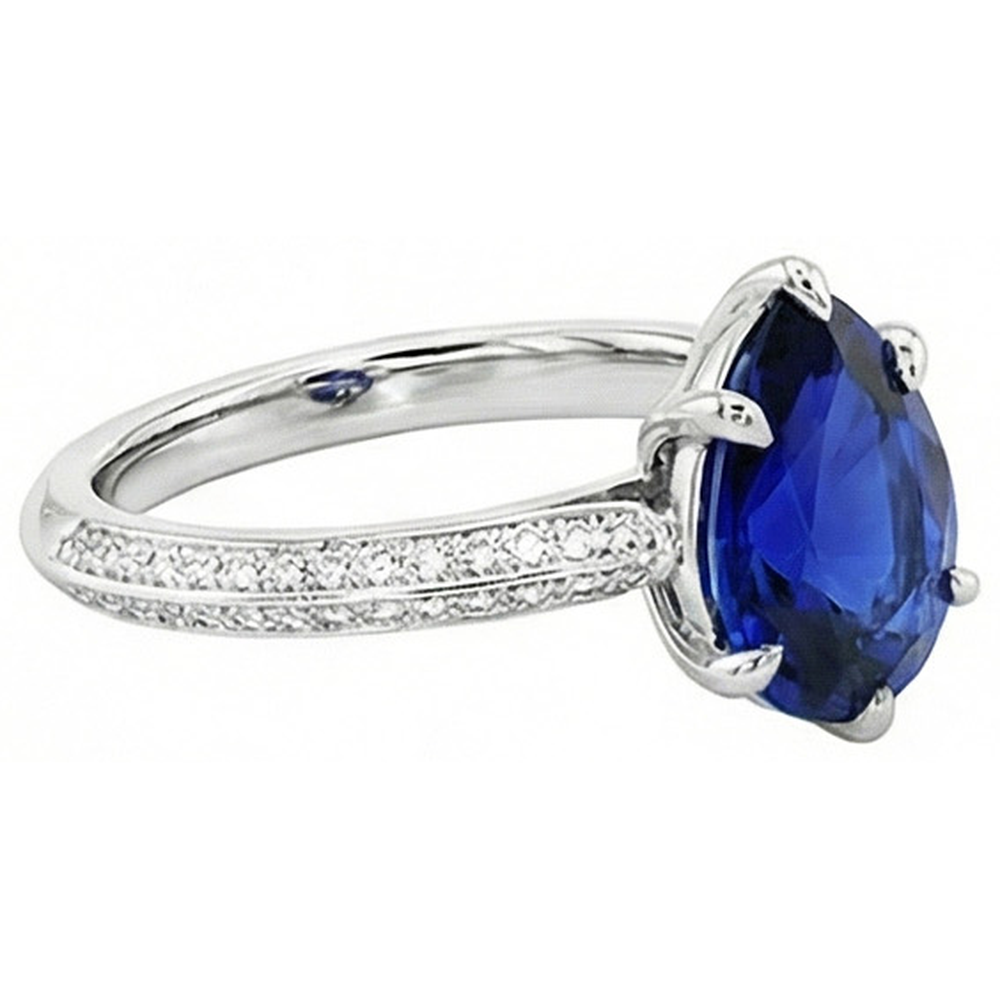 Natural Earth Mined Diamond Ceylon Sapphire Wedding Ring Prong Set Jewellery 3.50 Carats