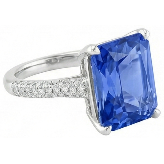 Natural Earth Mined Diamond Engagement Ring 5 Carats Radiant Sapphire Gemstone Jewellery