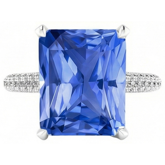Natural Earth Mined Diamond Engagement Ring 5 Carats Radiant Sapphire Gemstone Jewellery