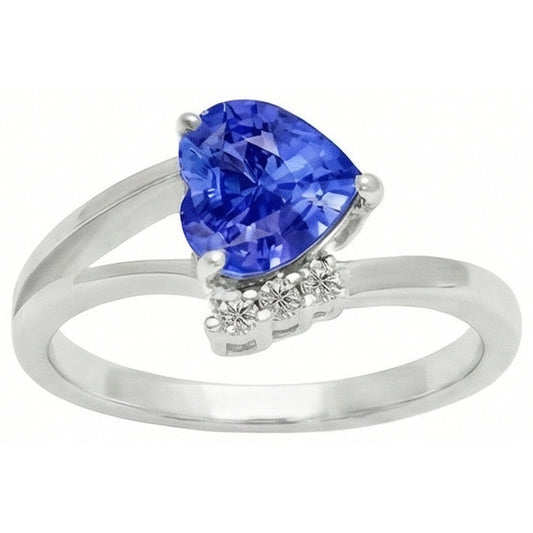 Natural Earth Mined Diamond Engagement Ring Heart Light Blue Sapphire 2.25 Carats