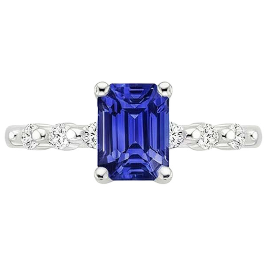 natural emerald sapphire 3.50ct ring profile view