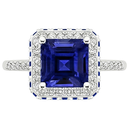 natural round sapphire 4.50ct ring close up detail
