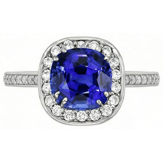 natural round sapphire 3ct ring side angle