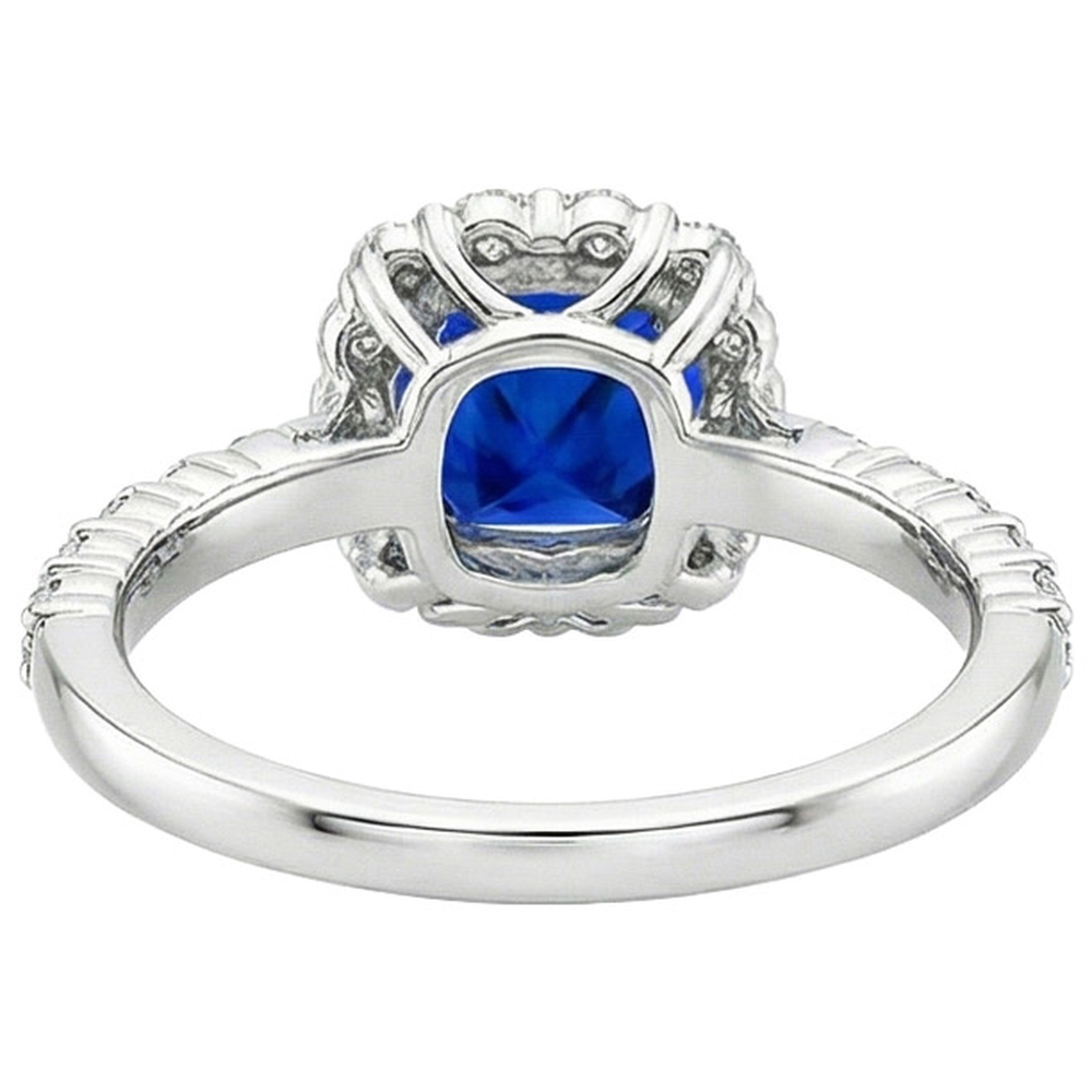 natural round sapphire 3.25ct ring on white background