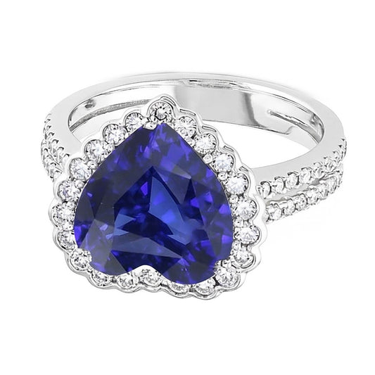 natural round sapphire 5ct ring front view