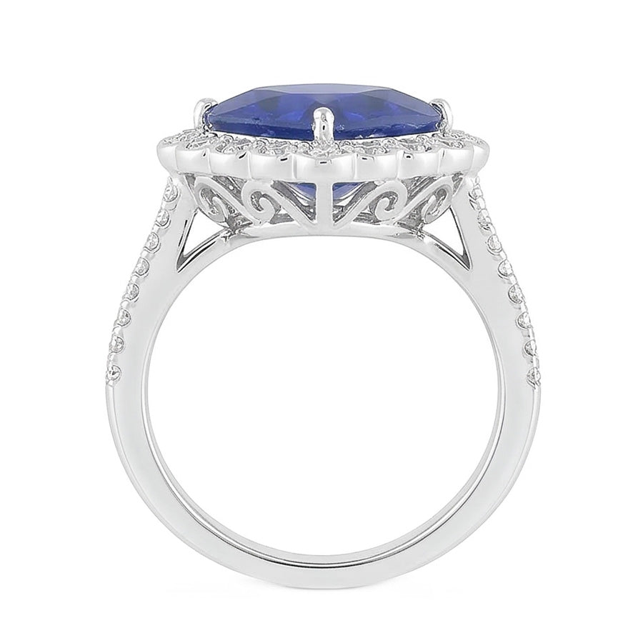 natural round sapphire 5ct ring top view