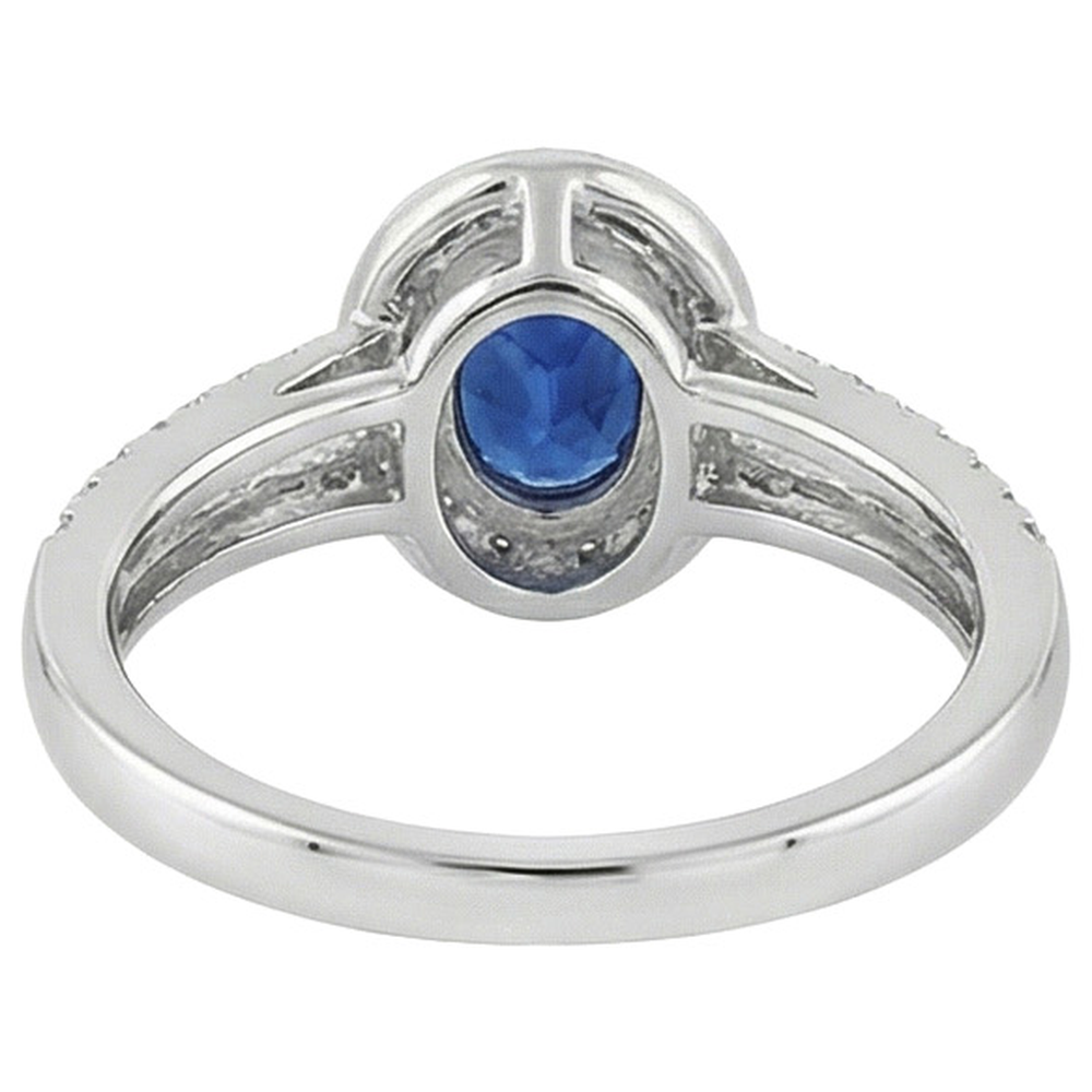 Natural Earth Mined Diamond Halo Ring Bezel Set Oval Ceylon Sapphire Gemstone 2.50 Carats