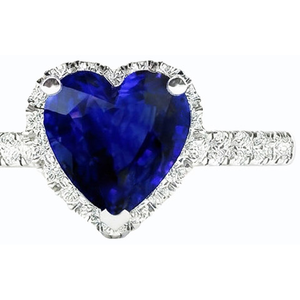 natural round sapphire 3.50ct ring on white background