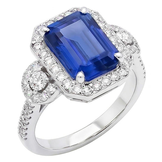 natural emerald sapphire 4.50ct ring front view