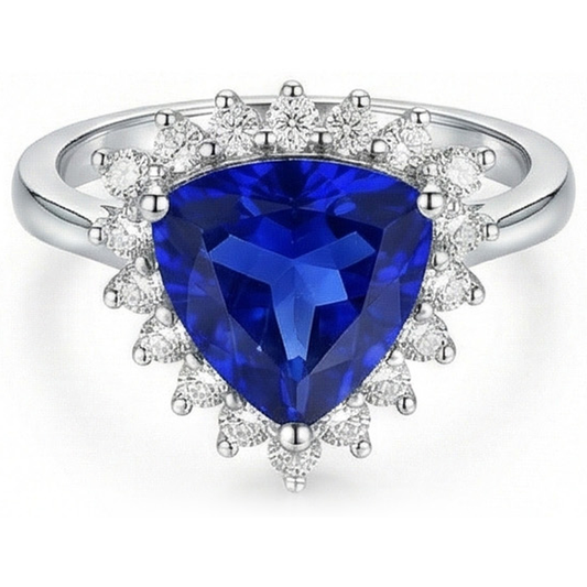 natural round sapphire 3.50ct ring front view