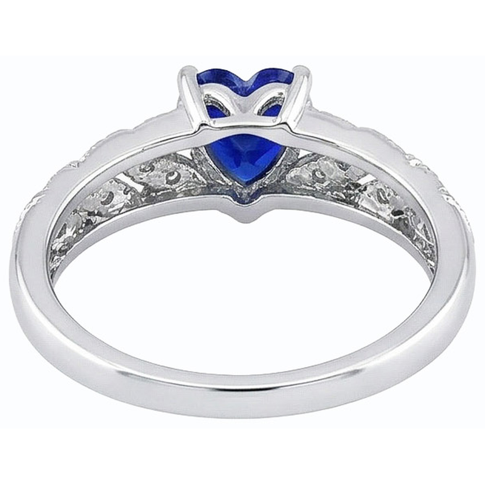 Natural Earth Mined Diamond Heart Halo Blue Sapphire Ring 2.50 Carats Leaf Style Jewellery