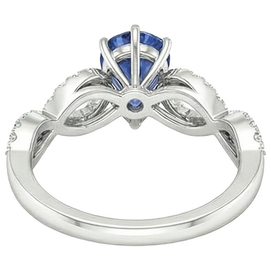 Natural Earth Mined Diamond Jewellery Ceylon Sapphire Ring Twisted Shank Style 3.50 Carats