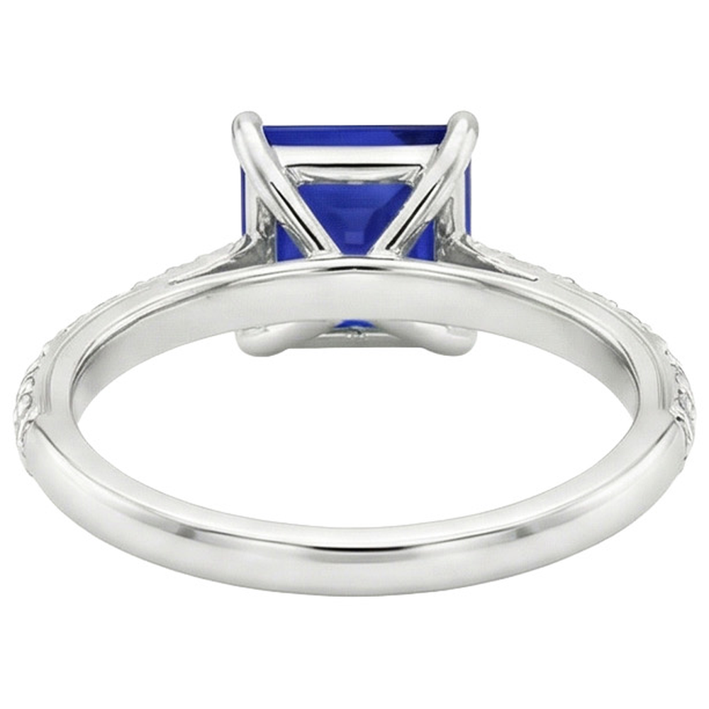 natural round sapphire 5.25ct ring top view