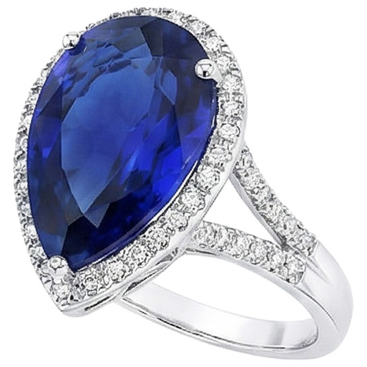 Lab Grown Sapphire Ring 7.50ct - White Gold 14K