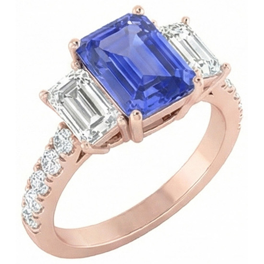 natural emerald sapphire 3.50ct ring front view