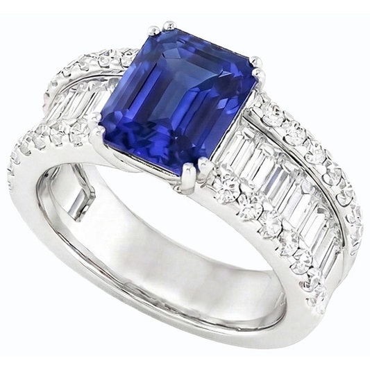 natural emerald sapphire 3.50ct ring side angle