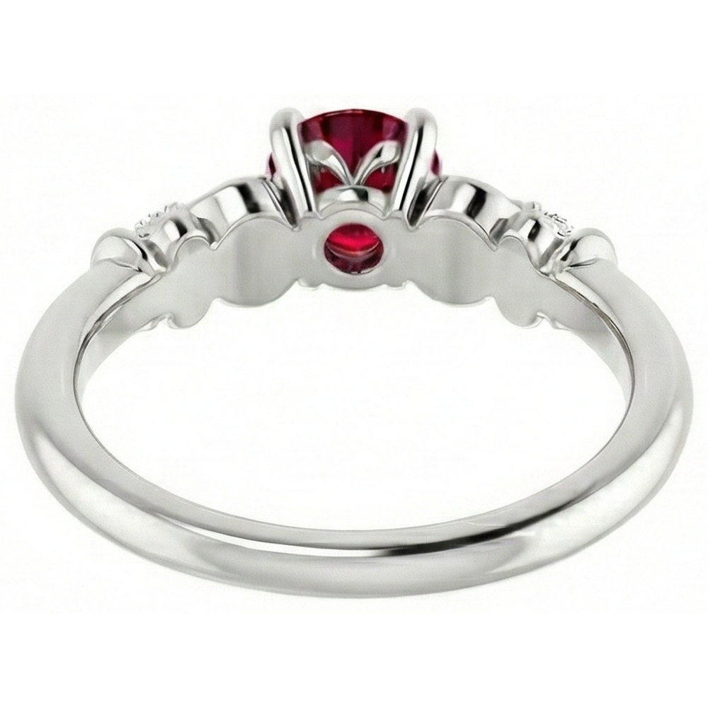 Natural Earth Mined Diamond Round Ruby Fancy Ring 1.40 Carats White Gold 14K