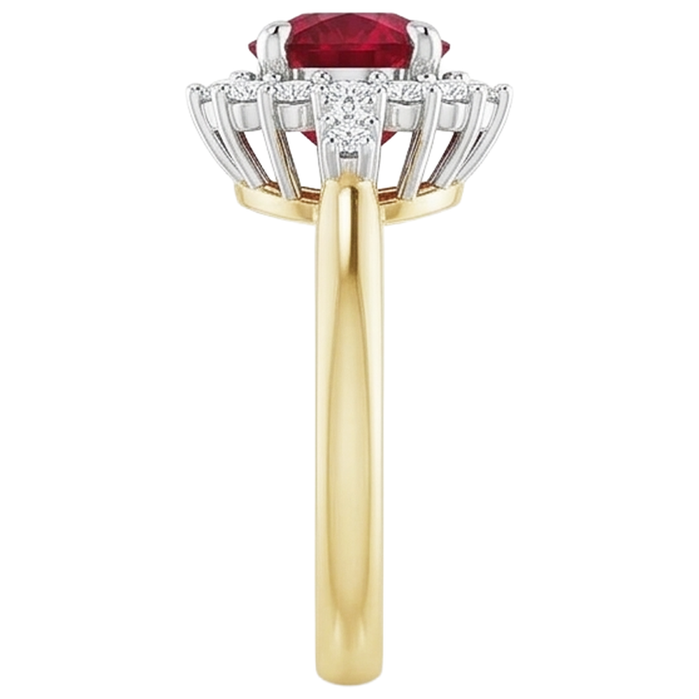 Natural Earth Mined Diamond Round Ruby Ring Halo Style Gold 14K 1.50 Carats