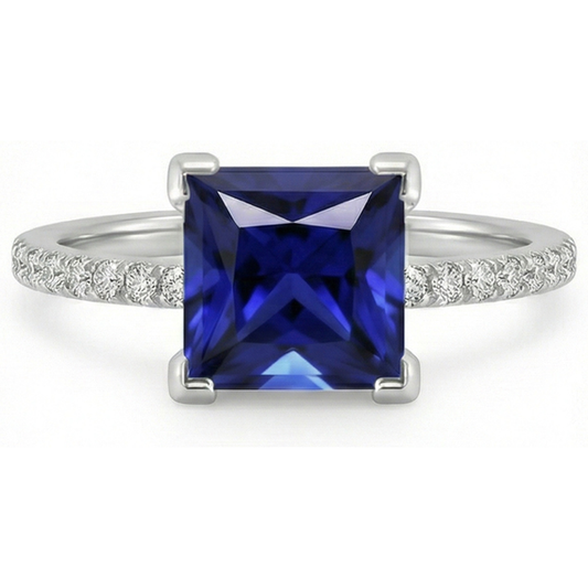 natural round sapphire 5.50ct ring profile view