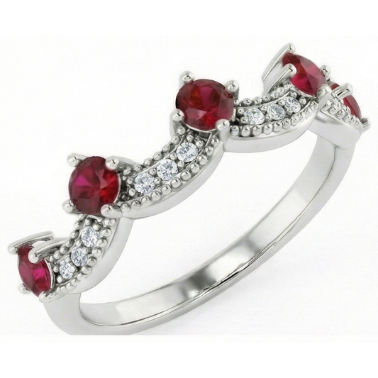 natural round ruby 1.74ct band front view