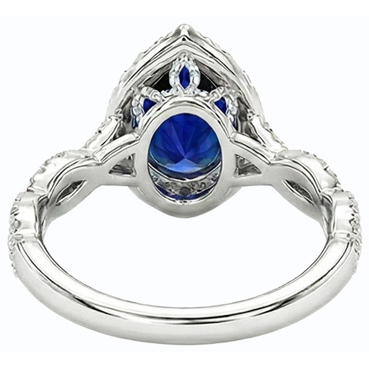 natural round sapphire 4ct ring front view
